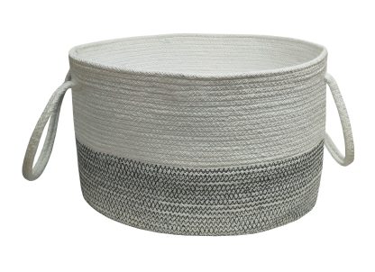 Καλάθι Πλεκτό ΚΟΜΒΟΣ 100% Βαμβάκι White - Grey 25x25x40