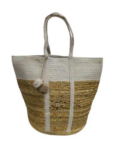 Τσάντα Θαλάσσης ΚΟΜΒΟΣ 100% Γιούτα Natural - Off White 40x50 - Design 10