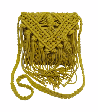 Τσάντα Macrame 100% Βαμβάκι Yellow 25x20 Τσάντα Macrame 100% Βαμβάκι Yellow 25x20