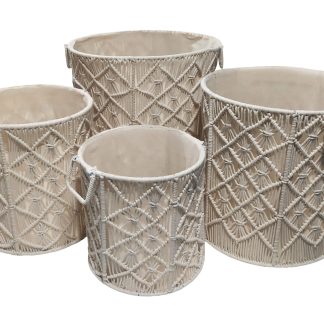 Σετ Καλάθια Macrame 4τεμ ΚΟΜΒΟΣ 100% Βαμβάκι Natural (40,64x40,64) (35,56x35,56) (30,48x30,48) (25,40x25,40)
