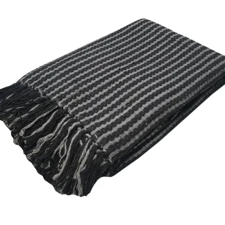 Ριχτάρι Υφαντό ΚΟΜΒΟΣ Βαμβακερό Ινδίας 2Θ Black - Light Grey 180x250
