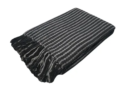 Ριχτάρι Υφαντό ΚΟΜΒΟΣ Βαμβακερό Ινδίας 2Θ Black - Light Grey 180x250