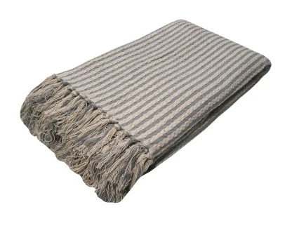 Ριχτάρι Υφαντό ΚΟΜΒΟΣ Βαμβακερό Ινδίας 3Θ Natural - Light Grey 180x300