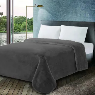 Κουβέρτα ΚΟΜΒΟΣ Βελουτέ 600gr Μονή 160x220 Chateua Grey