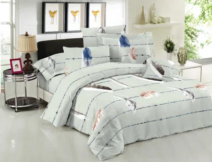 Ζεύγος μαξιλαροθήκες ΚΟΜΒΟΣ Cotton Line Printed FEATHERS OLIVE 50x70