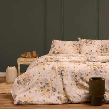 Melinen Home Σετ Σεντονια Φανελενια Μονα Peonia Grey (170X260) 170Χ260