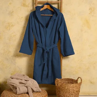 Melinen Home Μπουρνουζι Ενηλικων Bloom Navy Blue Xlarge XL