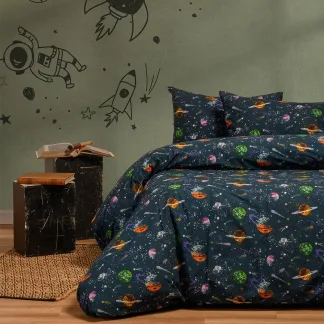 Melinen Home Σετ Σεντονια Μονα (Λ) Interstellar Blue Kids Line (170X270) 170Χ270