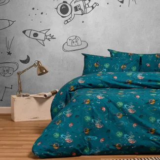 Melinen Home Σετ Σεντονια Μονα Interstellar Petrol Kids Line (170X270) 170Χ270