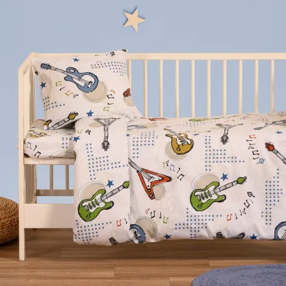 Melinen Home Παπλωματοθηκη Φανελενια Κούνιας Music Ice (110X160) Winter Line Βαβυ 110Χ160