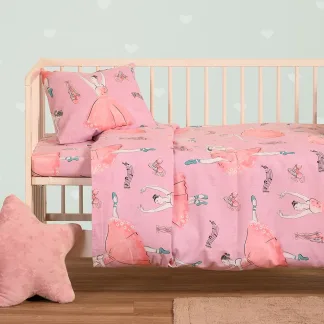 Melinen Home Παπλωματοθηκη Φανελενια Κούνιας Ballet Pink (110X160) Winter Line Βαβυ 110Χ160