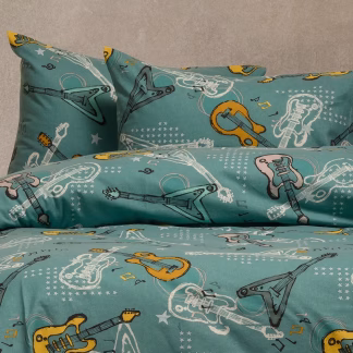 Σετ Μαξιλαροθηκεσ Φανελενιεσ Music Petrol (53x72) Winter Line Kids