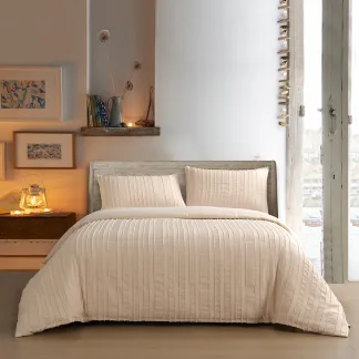 Melinen Home Σετ Παπλωματοθηκη (3 Τεμ.) Υπερδιπλη Luna Ecru (225X240) 50Χ70cm