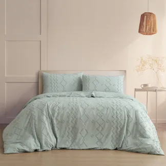 Melinen Home Σετ Παπλωματοθηκη (3 Τεμ.) Υπερδιπλη Luna Aqua (225X240) 50Χ70cm