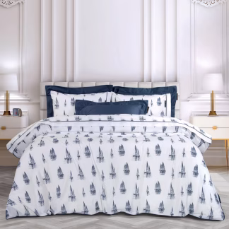 Σετ Σεντονια Υπερδιπλα Essential 2183 Λευκο, Μπλε