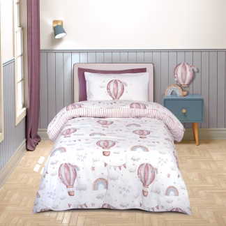 Σετ Παπλωματοθηκη Μονη 8841 Nude, Λευκο, Ροζ