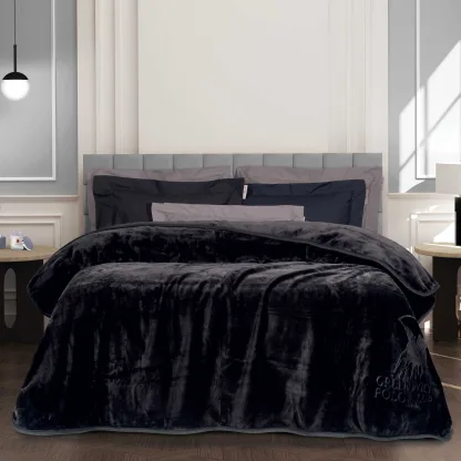 Greenwich Polo Club Κουβερτα Velour Υπερδιπλh Essential 3440 Μαυρο Μαυρο