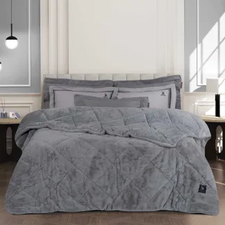 Greenwich Polo Club Κουβερτοπαπλωμα Rabbit Faux Fur Υπερδιπλο 3446 Grey Grey