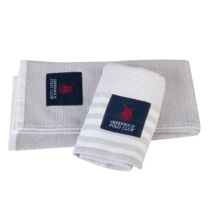 Greenwich Polo Club Πετσετες Κουζινας Σετ 2Tmx 40Χ60 2710 Γκρι - Λευκο Γκρι - Λευκο