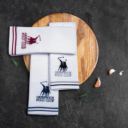 Greenwich Polo Club Πετσετες Κουζινας Σετ 2Tmx 40Χ60 2806 Λευκο - Μπλε Λευκο - Μπλε