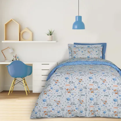 Das Kids Σετ Παπλωματοθηκη Μονη 4912 Blue - Grey - Orange Blue - Grey - Orange