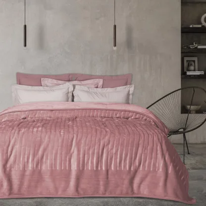 Das Home Κουβερτα Velour Monh 1352 Pink Pink