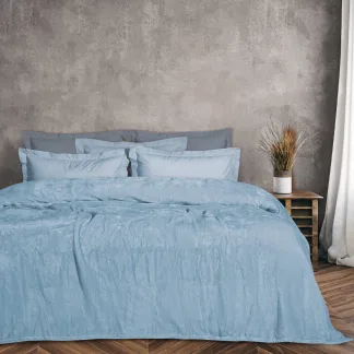 Das Home Κουβερτα Velour Υπερδιπλη 1344 Γαλαζιο Γαλαζιο