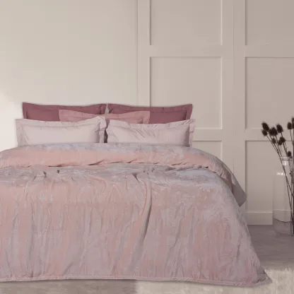 Das Home Κουβερτα Velour Υπερδιπλη 1346 Ροζ Ροζ