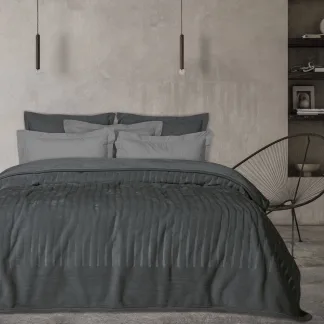 Das Home Κουβερτα Velour Υπερδιπλη 1349 Dark Grey Dark Grey