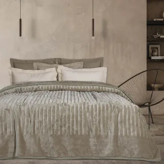 Das Home Κουβερτα Velour Υπερδιπλη 1350 Taupe Taupe