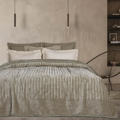 Das Home Κουβερτα Velour Υπερδιπλη 1350 Taupe Taupe