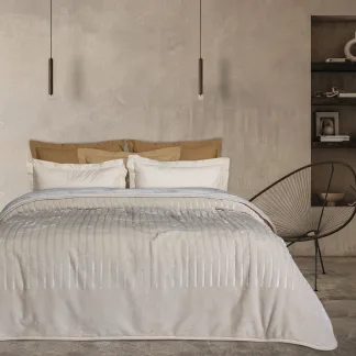Das Home Κουβερτα Velour Υπερδιπλη 1351 Beige Beige