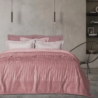Das Home Κουβερτα Velour Υπερδιπλη 1352 Pink Pink