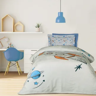 Das Kids Κουβερτα Fleece 160Χ220 4912 Blue - Grey - Orange Blue - Grey - Orange