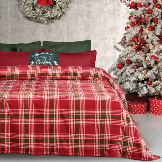 Das Home Κουβερτα Fleece 220Χ240 1361 Green - Red Green - Red