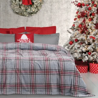 Das Home Κουβερτα Fleece 220Χ240 1362 Grey - Red Grey - Red