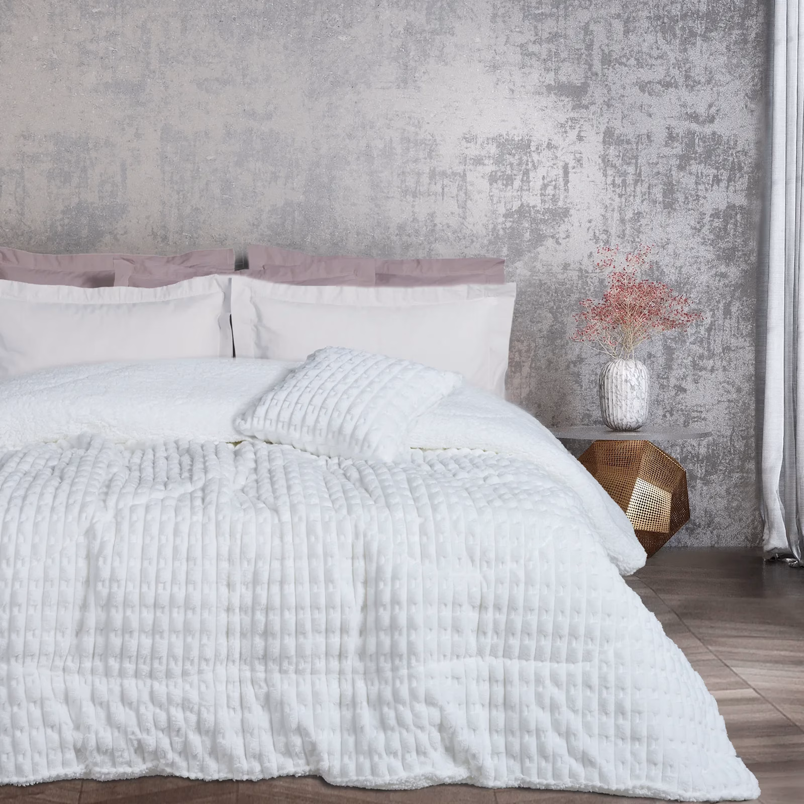 Κουβερτοπαπλωμα Sherpa Υπερδιπλο 1176 White Κουβερτοπαπλωμα Sherpa Υπερδιπλο 1176 White