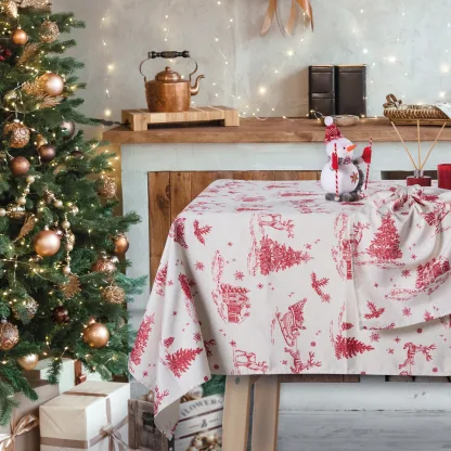 Das Home Christmas Τραπεζομαντηλο 140Χ180 0772 Ecru - Red Ecru - Red