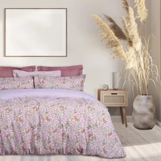 Das Home Σετ Σεντονια Μονα Με Λαστιχο Casual 5414 Λιλα - Μπεζ - Ροζ Λιλα - Μπεζ - Ροζ