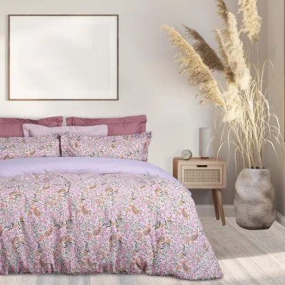 Das Home Σετ Σεντονια Μονα Με Λαστιχο Casual 5414 Λιλα - Μπεζ - Ροζ Λιλα - Μπεζ - Ροζ