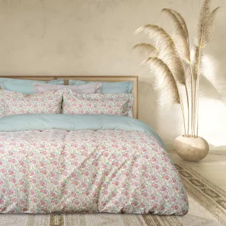 Das Home Σετ Σεντονια Μονα Με Λαστιχο Casual 5415 Μεντα - Μπεζ - Ροδι Μεντα - Μπεζ - Ροδι