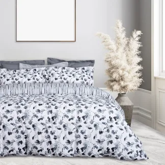 Das Home Σετ Σεντονια Μονα Με Λαστιχο Casual 5417 Γκρι - Μαυρο Γκρι - Μαυρο