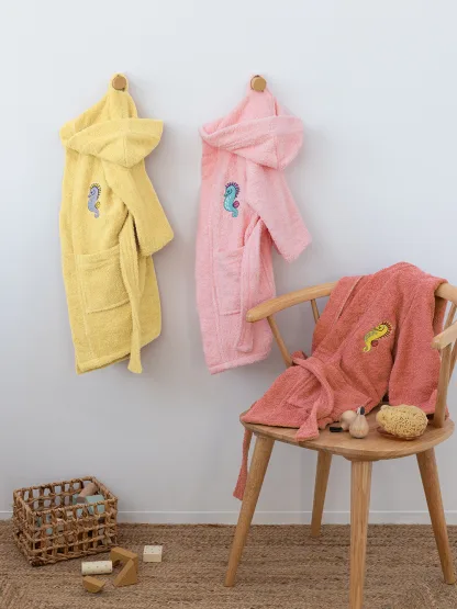 Palamaiki Μπουρνούζι με Κουκούλα Kids Bath TAMI PINK 10-12
