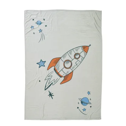 Das Baby Κουβερτα Fleece 80X110 Baby Fun 4912 Blue - Grey - Orange Blue - Grey - Orange