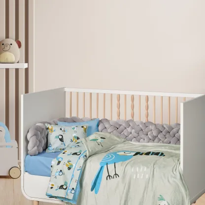 Das Baby Κουβερτα Fleece 80X110 Baby Fun 4914 Blue - Grey - Mint Blue - Grey - Mint