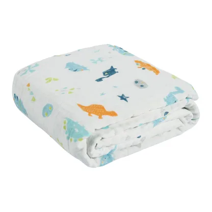 Das Baby Κουβερτα-Μουσελινα 105X150 Relax 6623 Λευκο - Μπλε - Πορτοκαλι Λευκο - Μπλε - Πορτοκαλι