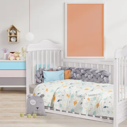Das Baby Κουβερτα-Μουσελινα 105X150 Relax 6623 Λευκο - Μπλε - Πορτοκαλι Λευκο - Μπλε - Πορτοκαλι