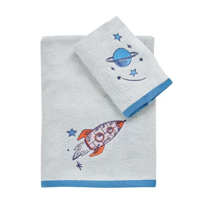 Das Baby Σετ Πετσετες 2 Τεμαχιων Κεντητες Fun 4912 Grey - Orange Grey - Orange