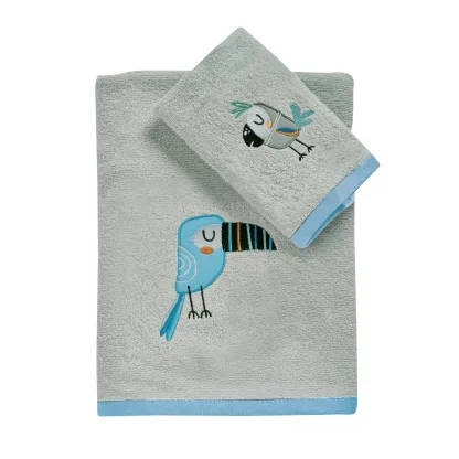 Das Baby Σετ Πετσετες 2 Τεμαχιων Κεντητες Fun 4914 Blue - Grey Blue - Grey