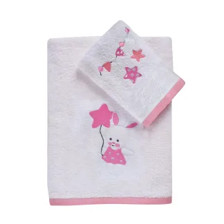 Das Baby Σετ Πετσετες 2 Τεμαχιων Κεντητες Fun 4917 Pink - White Pink - White